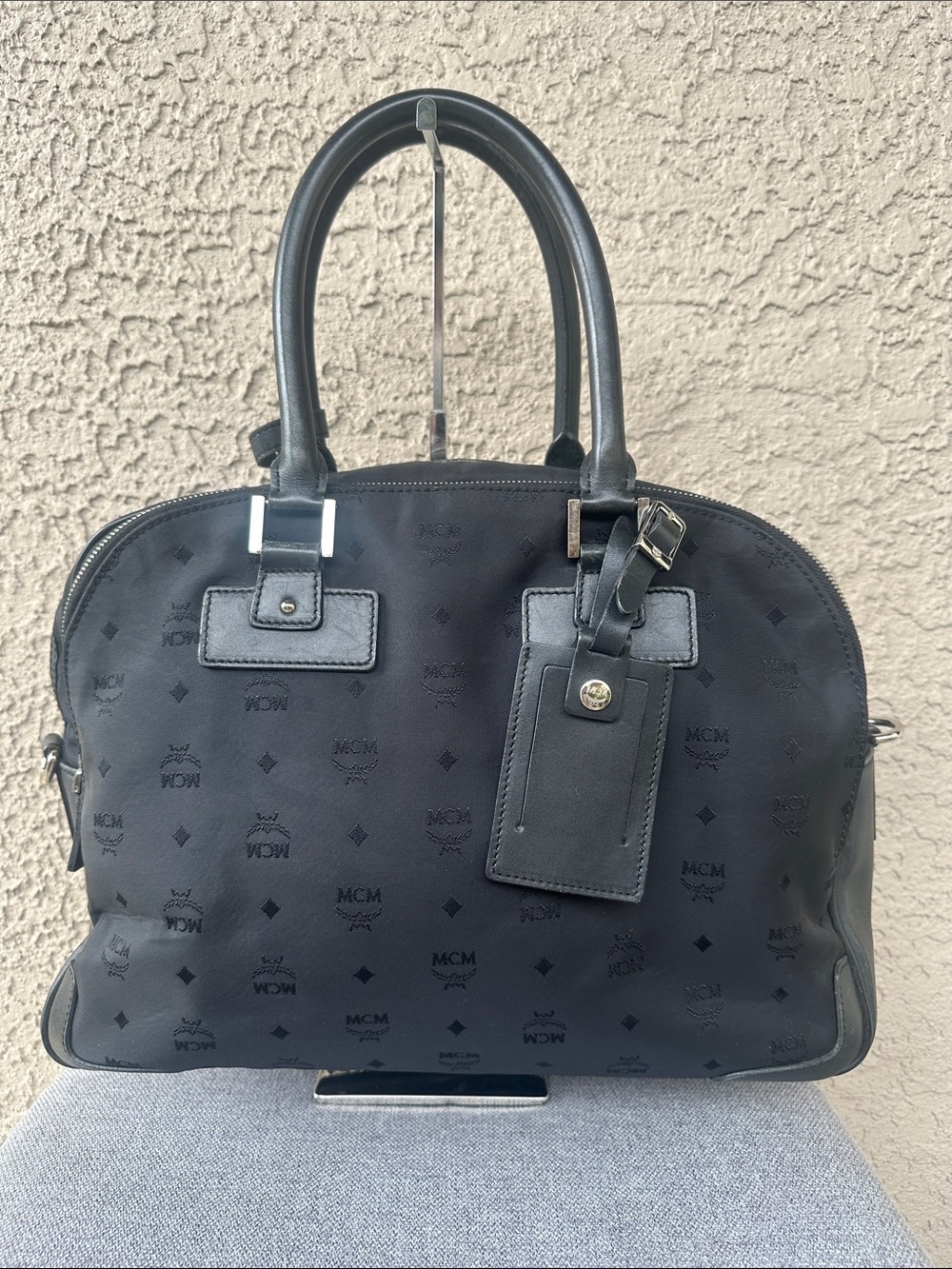 MCM Black Monogram travel bag with hang tag no strap -100% authentic